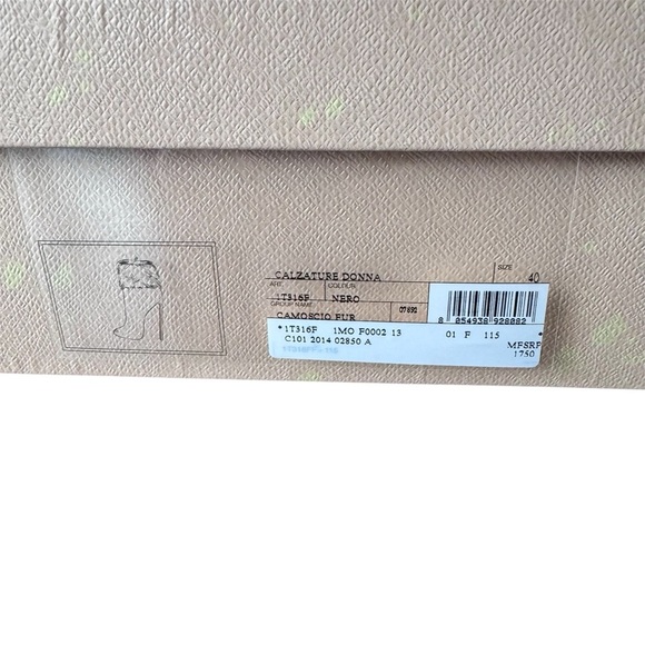 Prada Calzature Donna Camoscio Fur Trimmed Ankle Heel Boot Black (Nero) Size 40 - Picture 10 of 12